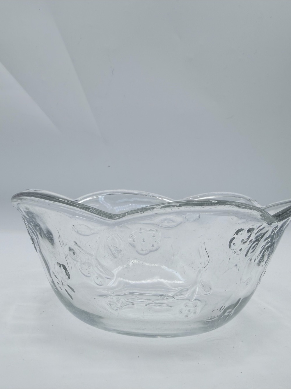 Set of 4 VTG Anchor Hocking SAVANNAH Clear Glass 6 1/4" Bowl W/Embossed Floral
